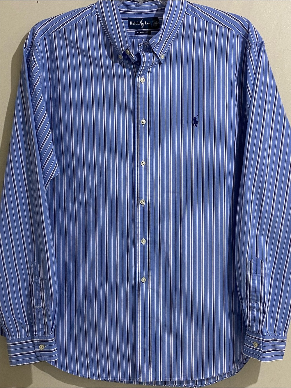 Ralph Lauren Blue and White Multi-Stripe Button-Down Shirt